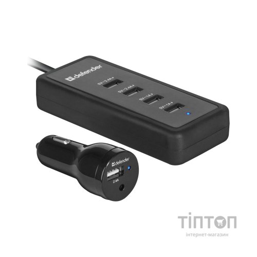 Зарядний пристрій Defender ACA-02 авто,5 портов USB, 5V / 9.2A (83568)