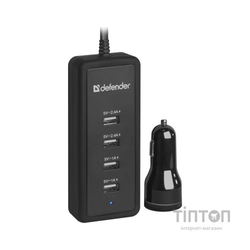 Зарядний пристрій Defender ACA-02 авто,5 портов USB, 5V / 9.2A (83568)