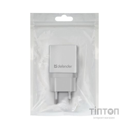 Зарядний пристрій Defender EPA-10 white, 1xUSB, 5V / 2.1A (83549)