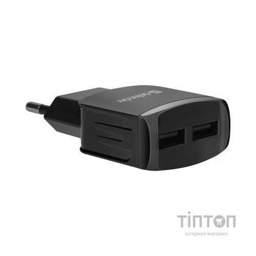 Зарядний пристрій Defender EPA-13 black, 2xUSB, 5V/2.1A, package (83840)