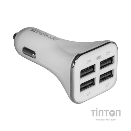 Зарядний пристрій Defender UCA-05 авто, 4 порта USB, 5V / 8A (83567)