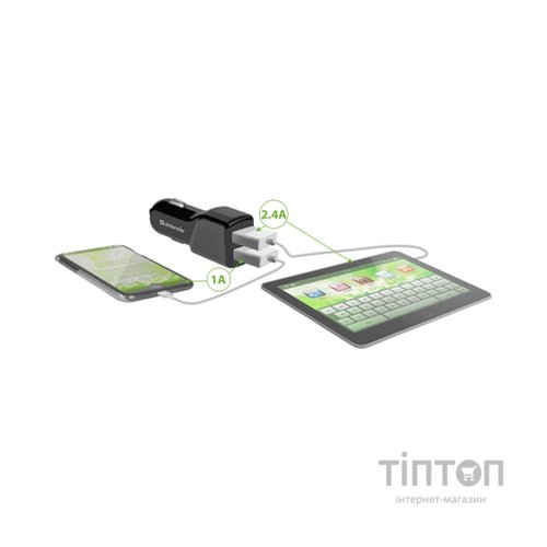 Зарядний пристрій Defender UCA-34 2xUSB, 5V / 3.4A (83834)