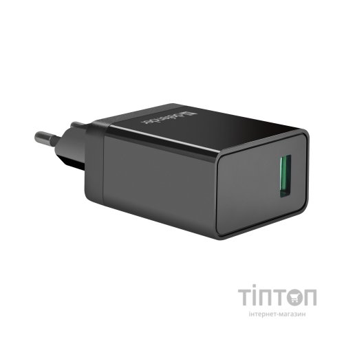 Зарядний пристрій Defender UPA-101 black, 1 USB, QC 3.0, 18W (83573)