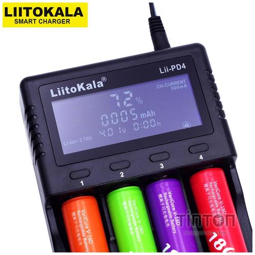 Зарядний пристрій для акумуляторів Liitokala 4 Slots, LCD дисплей, Li-ion/Ni-MH/Ni-Cd/AA/ААA/AAAA/С (Lii-PD4)