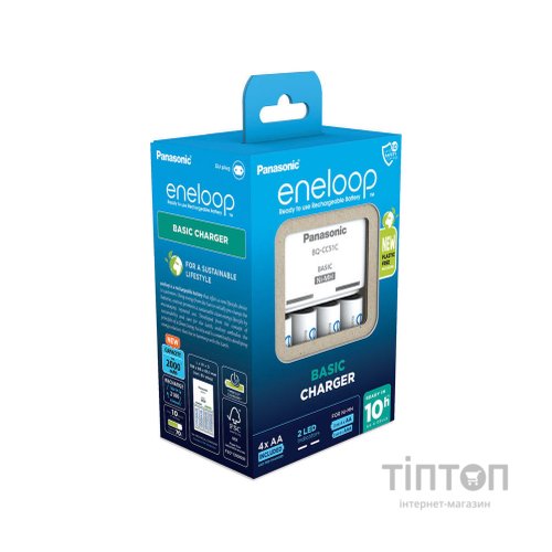 Зарядний пристрій для акумуляторів Panasonic Basic Charger + Eneloop 4AA 2000 mAh New (K-KJ51MCD40E)