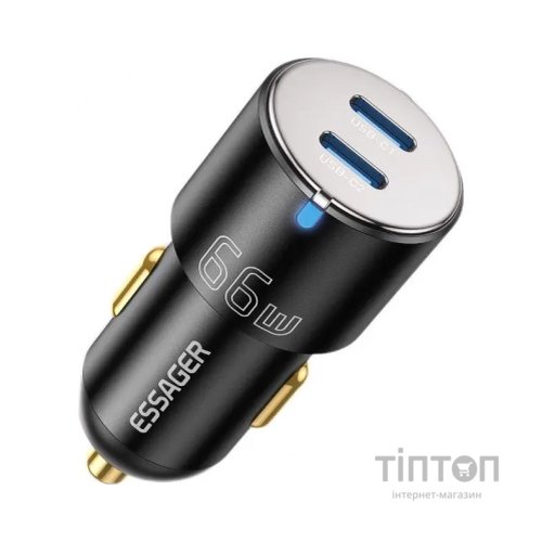 Зарядний пристрій Essager 2xUSB-C 66W black (ECC2C-FF01)