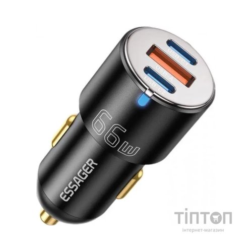 Зарядний пристрій Essager 2xUSB-C 66W + 1xUSB black (ECC2C1A-FF01)