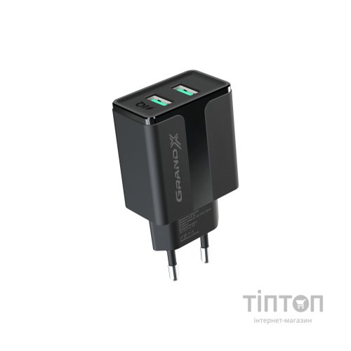 Зарядний пристрій Grand-X 5V 2,1A USB Black (CH-15B)