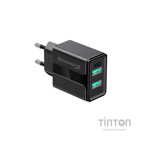 Зарядний пристрій Grand-X 5V 2,1A USB Black (CH-15B)