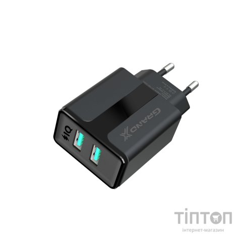 Зарядний пристрій Grand-X 5V 2,1A USB Black (CH-15B)