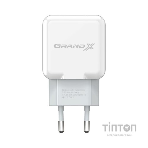 Зарядний пристрій Grand-X 5V 2.1A White (CH-03W)
