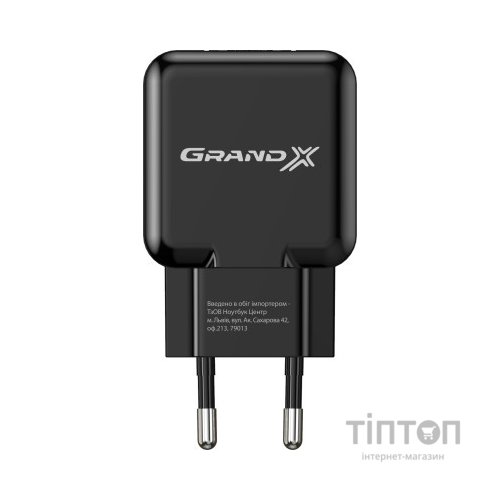 Зарядний пристрій Grand-X CH-03B (5V/2,1A) Black (CH-03B)