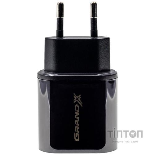 Зарядний пристрій Grand-X CH-15T 5V 2.1A 2USB Black + cable USB -> Type-C (CH-15T)