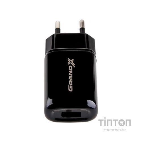 Зарядний пристрій Grand-X CH-15UMB (5V/2,1A + DC cable 2,4А USB -> Micro USB 1m) Black (CH-15UMB)