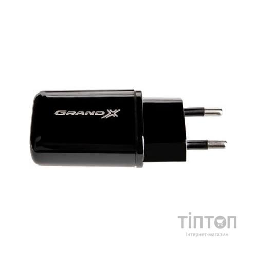 Зарядний пристрій Grand-X CH-15UMB (5V/2,1A + DC cable 2,4А USB -> Micro USB 1m) Black (CH-15UMB)