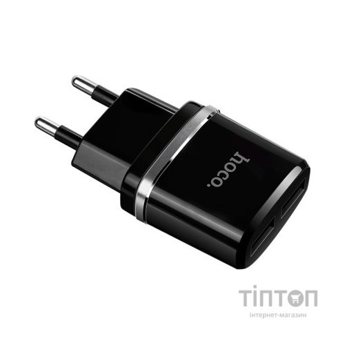 Зарядний пристрій HOCO C12 Smart dual USB charger Black (6957531063094)