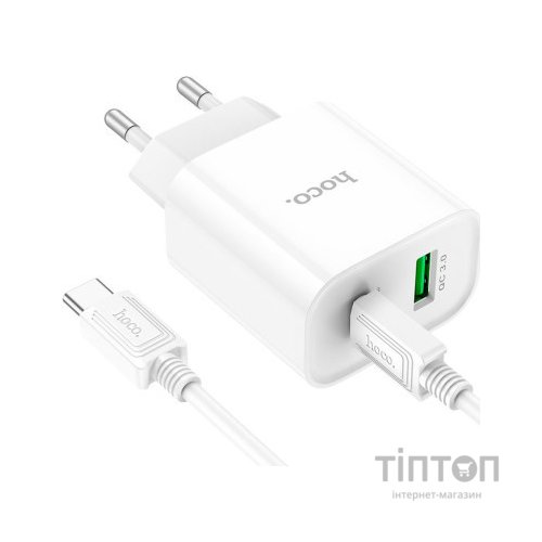Зарядний пристрій HOCO C80A Plus Rapido PD20W+QC3.0 charger set(C to C) White (6931474779908)