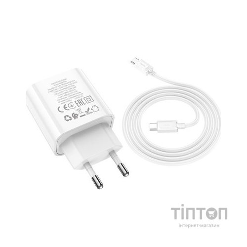 Зарядний пристрій HOCO C80A Plus Rapido PD20W+QC3.0 charger set(C to C) White (6931474779908)