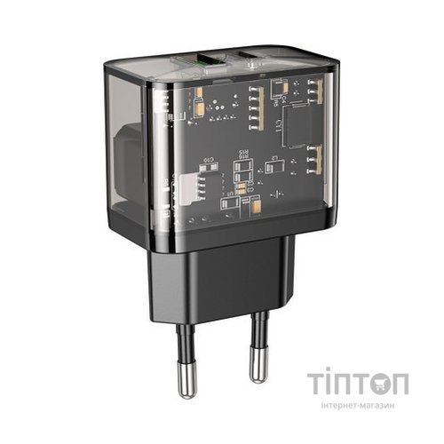 Зарядний пристрій HOCO N34 Dazzling dual-port Black (6931474799166)