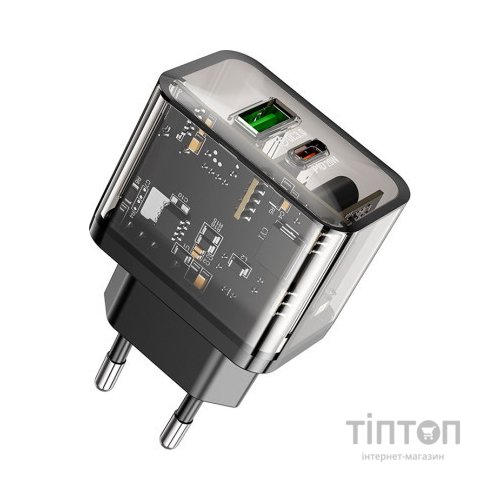 Зарядний пристрій HOCO N34 Dazzling dual-port Black (6931474799166)