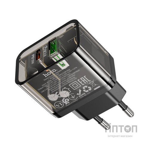 Зарядний пристрій HOCO N34 Dazzling dual-port Black (6931474799166)