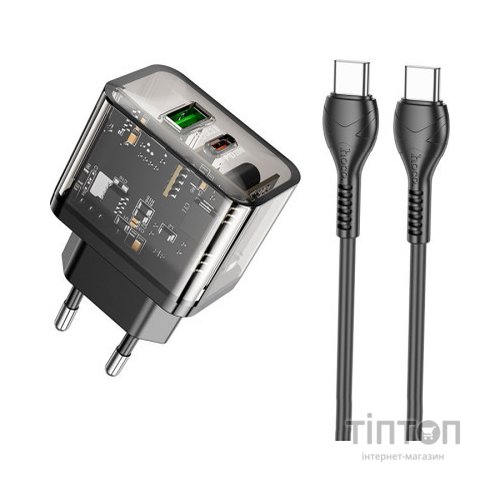 Зарядний пристрій HOCO N34 Dazzling dual-port Black (6931474799180)