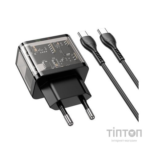 Зарядний пристрій HOCO N34 Dazzling dual-port Black (6931474799180)