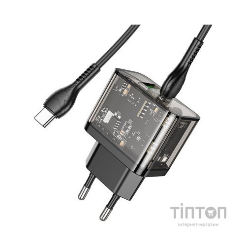 Зарядний пристрій HOCO N34 Dazzling dual-port Black (6931474799180)