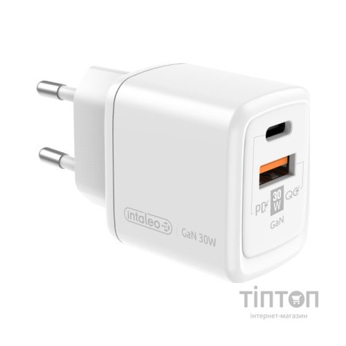 Зарядний пристрій Intaleo 30W GAN USB-C PD+USB-A QC 3.0 white (1283126578274)