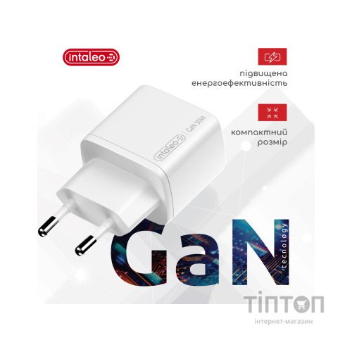 Зарядний пристрій Intaleo 30W GAN USB-C PD+USB-A QC 3.0 white (1283126578274)