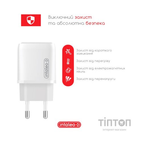 Зарядний пристрій Intaleo TCGQPD125 1хType-C 3A/25W QC/PD3.0 (1283126538827)