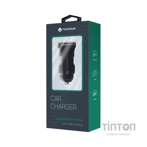 Зарядний пристрій MAKE 12W 2.4A+2.4А Black (MCW-221BK)