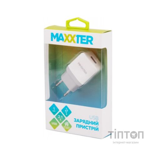 Зарядний пристрій Maxxter 1 USB, 5V/2.1A (UC-24A)