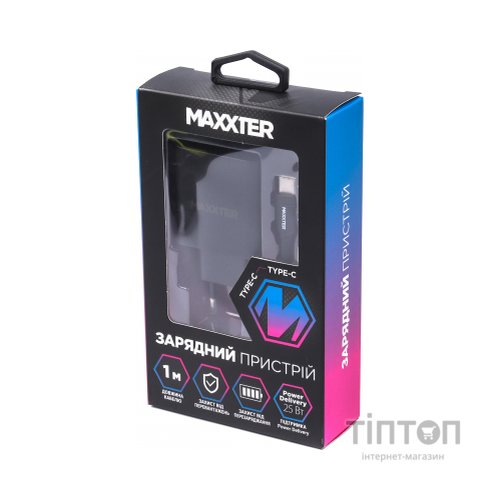 Зарядний пристрій Maxxter 1 USB Type-C + cable Type-C to Type-C (WC-PD25W-CtC-01)