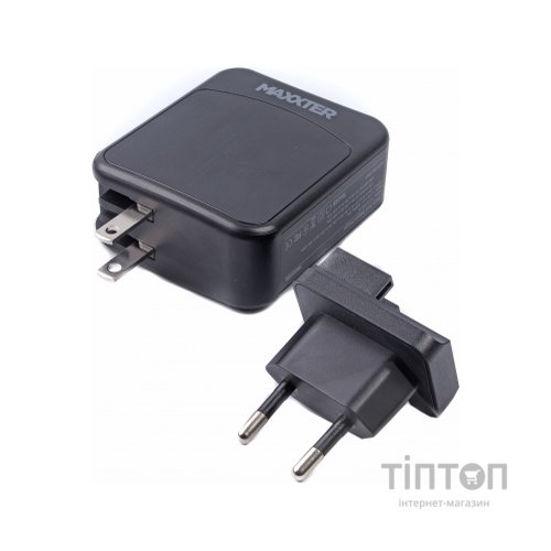 Зарядний пристрій Maxxter 1USB-A + 2USB-C (PD 65W+PD 18W + QC 3.0) (WC-PD65W-01)