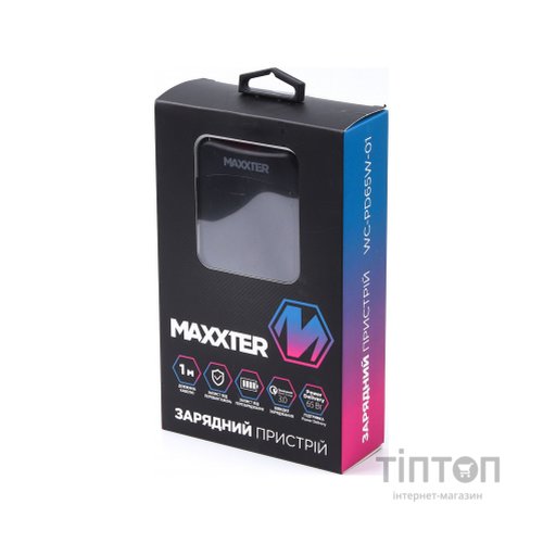 Зарядний пристрій Maxxter 1USB-A + 2USB-C (PD 65W+PD 18W + QC 3.0) (WC-PD65W-01)