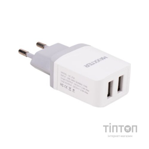 Зарядний пристрій Maxxter 2 USB, 5V/2.4A (UC-25A)