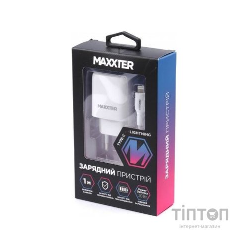 Зарядний пристрій Maxxter USB + cable USB-C to Lighting (PD 20W) (WC-PD-CtL-01)