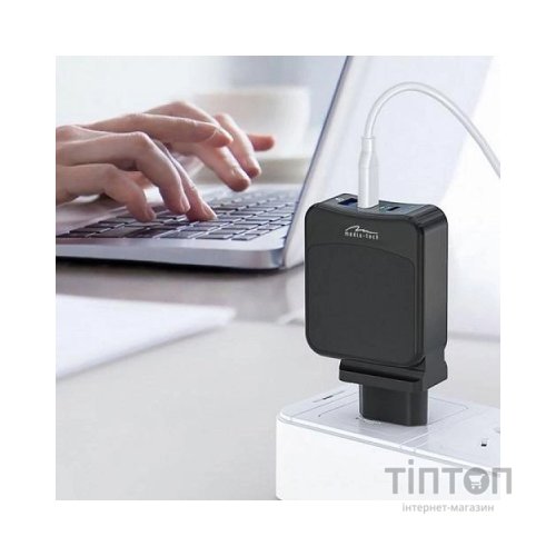 Зарядний пристрій Media-Tech 2xUSB-C PD 65W USB QC 3.0 black (MT6252)