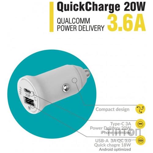 Зарядний пристрій Piko CC-302QP 2USB A+C/20W (1283126509896)