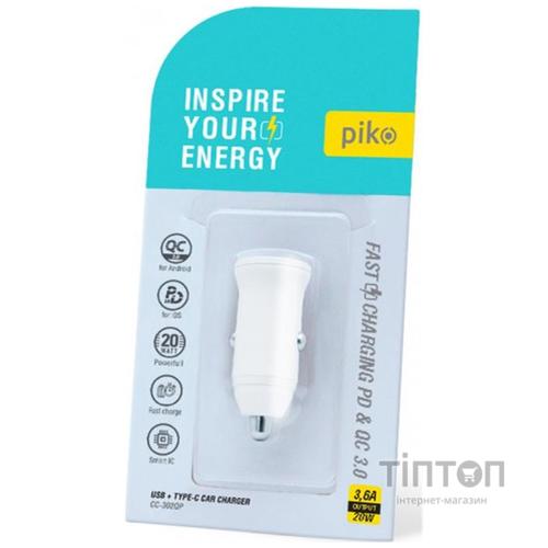 Зарядний пристрій Piko CC-302QP 2USB A+C/20W (1283126509896)