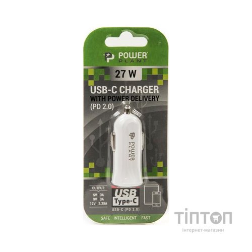 Зарядний пристрій PowerPlant 1*Type-C, 12~24V DC, 5V 3A / 9V 3A / 12V 2.25A (SC230068)