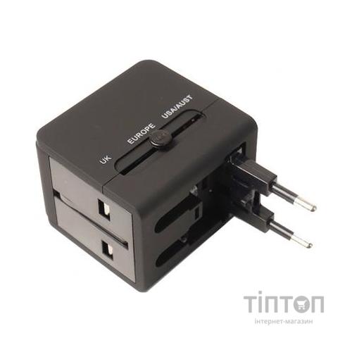 Зарядний пристрій PowerPlant Международный адаптер 220В + 2*USB max2.1A (DV00DV5067)