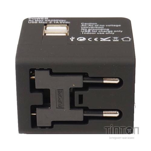 Зарядний пристрій PowerPlant Международный адаптер 220В + 2*USB max2.1A (DV00DV5067)