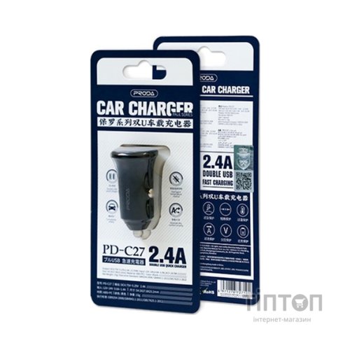 Зарядний пристрій Proda Paul series PD-C27 black (PD-C27-BK)