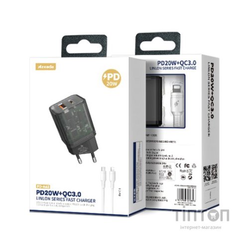 Зарядний пристрій Proda Xinrui A62 Fast Cherge 20W + Quick Charge (PD-A62-BK)