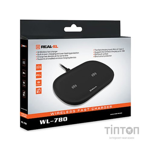 Зарядний пристрій REAL-EL WL-780 black (EL123160020)