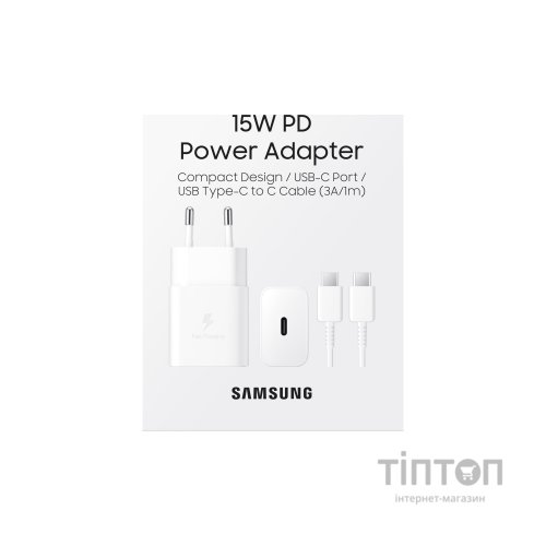 Зарядний пристрій Samsung 15W Power Adapter (w C to C Cable) White (EP-T1510XWEGRU)