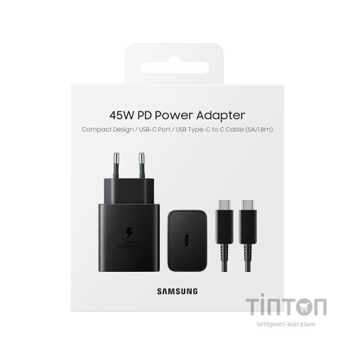 Зарядний пристрій Samsung 45W Compact Power Adapter (w C to C Cable) Black (EP-T4510XBEGRU)