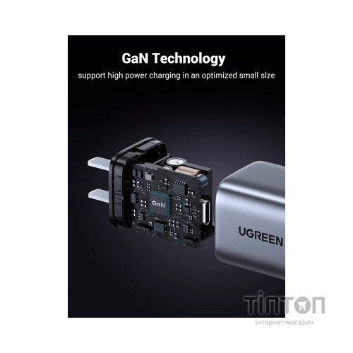 Зарядний пристрій Ugreen 1xUSB 30W Gan Type-C PD Nexode Mini Grey CD319 (90666)